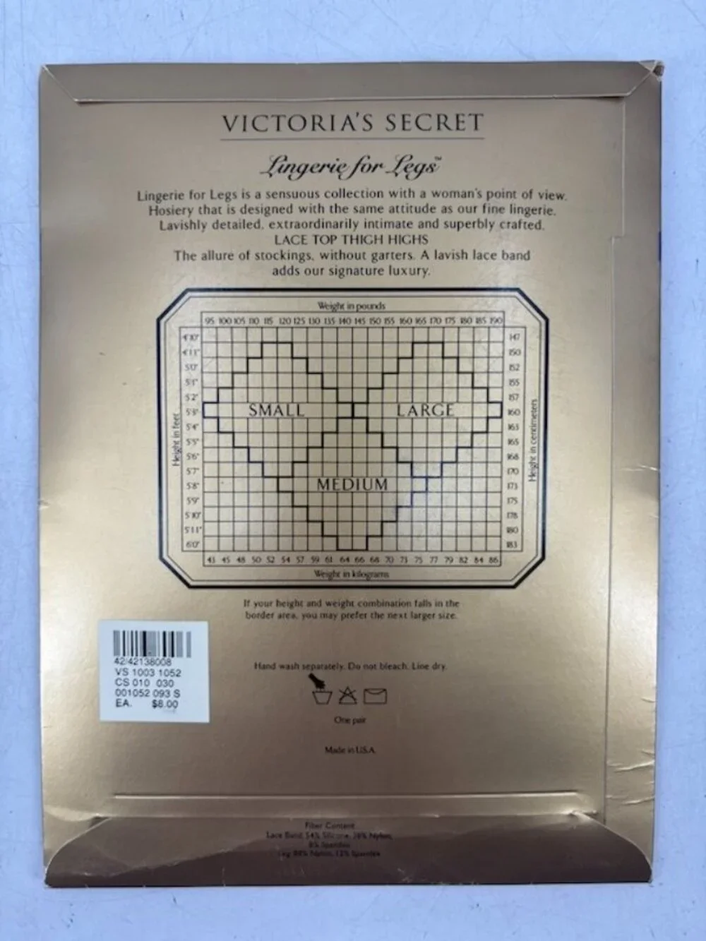 New VTG Victoria's Secret Jet Black Lace Top Thigh Highs  Nylon Stockings Small